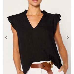 Brochu Walker Black Onyx Denan V-Neck Flutter Sleeve Women's Top